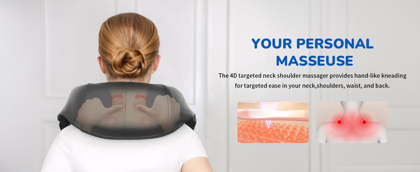 Cotsoco Shiatsu Neck Massager with Heat, Back Shoulder Massager Deep Kneading, Comfort Electric Massager for Home Office Car Use, Gift for Women & Men, Valentine's Day gifts