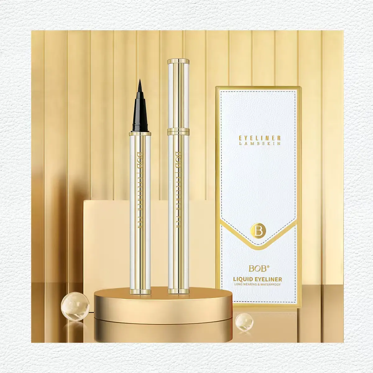 BOB Luxury Lambskin Liquid Eyeliner Pen, 2-Pack Cosmetic Makeup with Smooth, Lightweight Precision Application (Beauty & Personal Care), Eyeliner Makeup