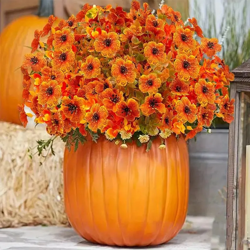 Artificial Pumpkin Flower, Faux Pumpkin Flower, Artificial Indoor Decorative Flowers for Home Party Wedding, Home Decor Supplies, Fruit, Halloween
