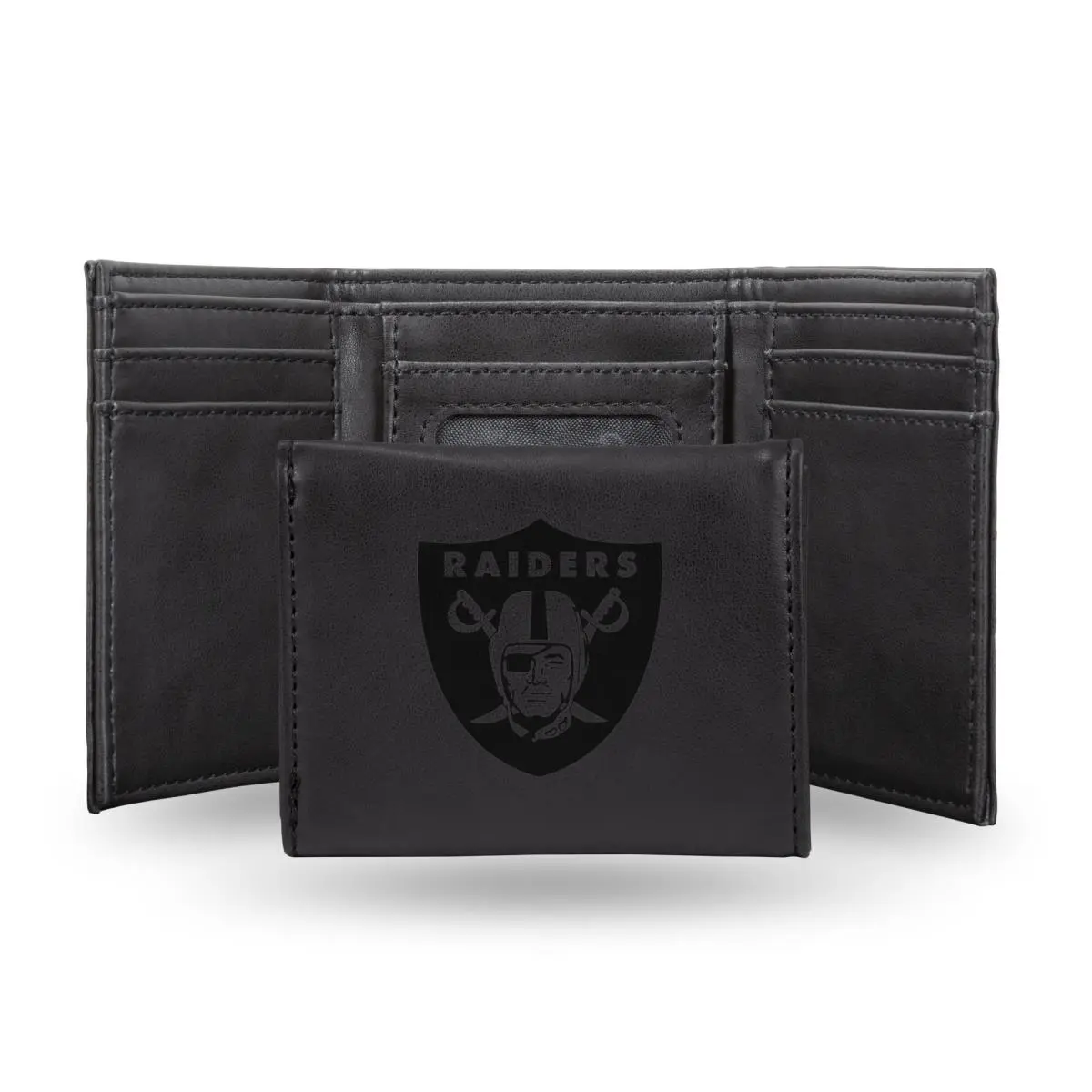 212 MAIN NFL Las Vegas Raiders Faux Leather Laser-Engraved Black Trifold Wallet, Sports Collectible Accessory, Wallets