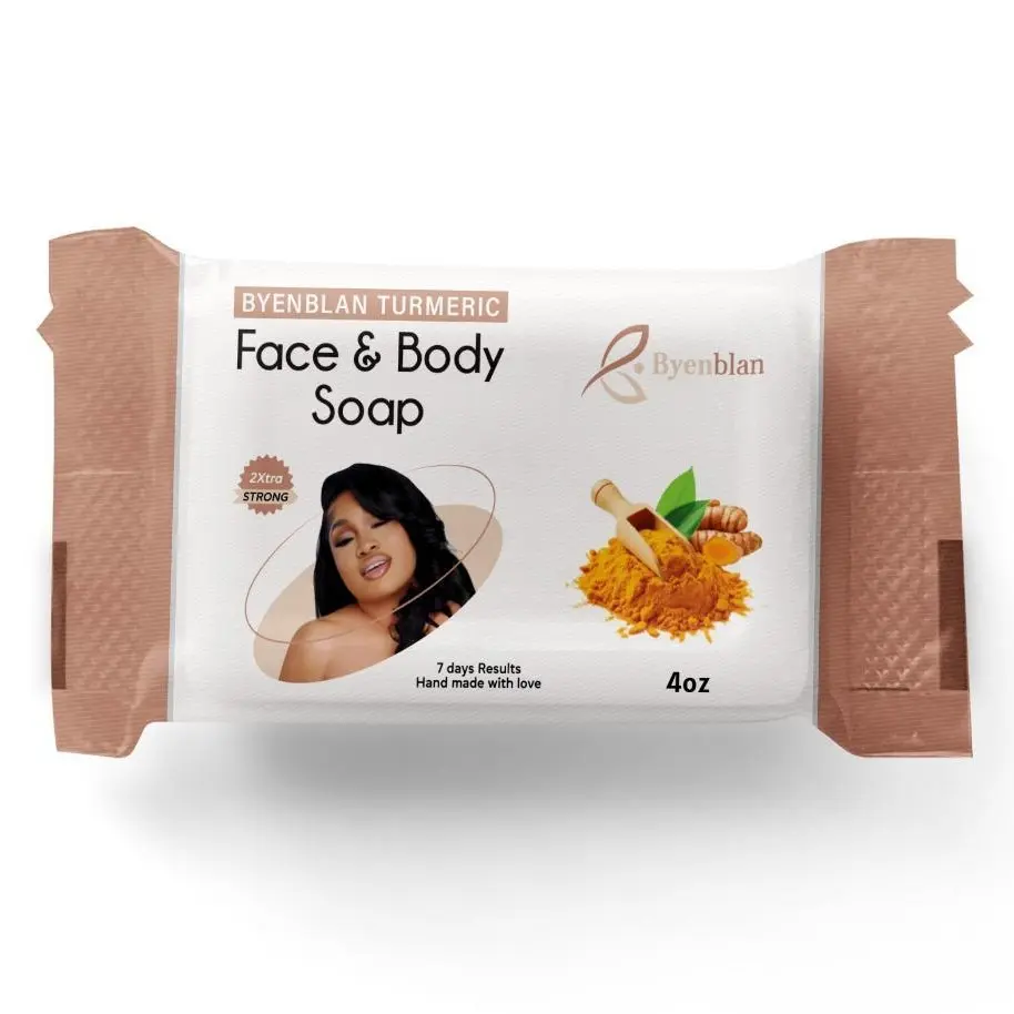 Byenblan Turmeric Face and Body Bar Soap 4oz Handmade with Love for 7 Days Results