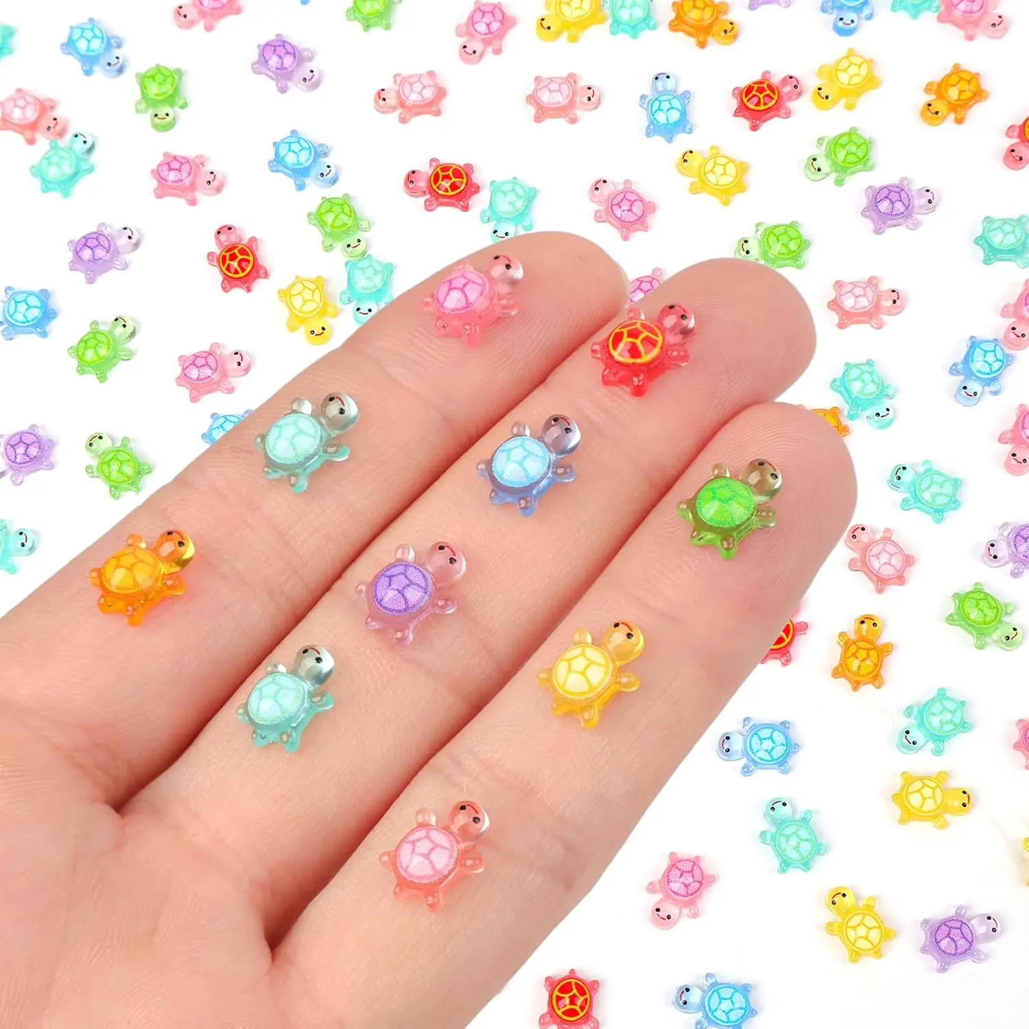 200pcs Mini Resin Turtles Luminous Tiny Turtle for Crafts Dollhouse Miniatures Mini Resin Things for Fairy Garden Micro Landscaping Decoration Home Decor