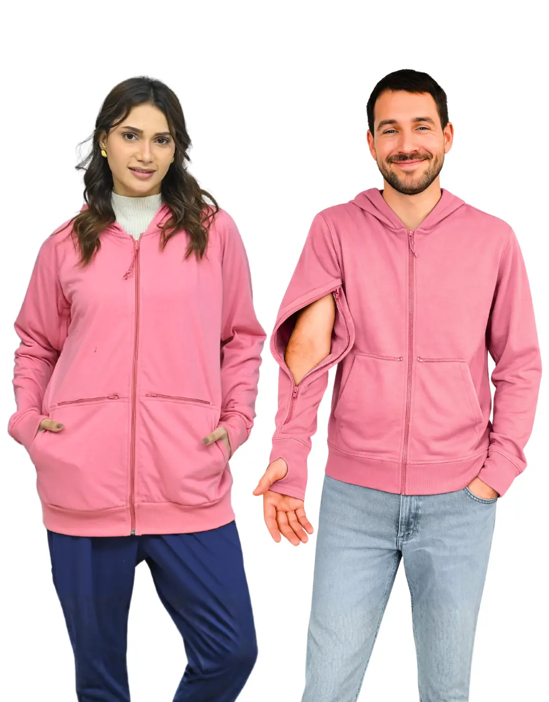 Dialysis Lightweight Unisex IV Hoodie with Two Way Arm Access Zip & Thumb Holes