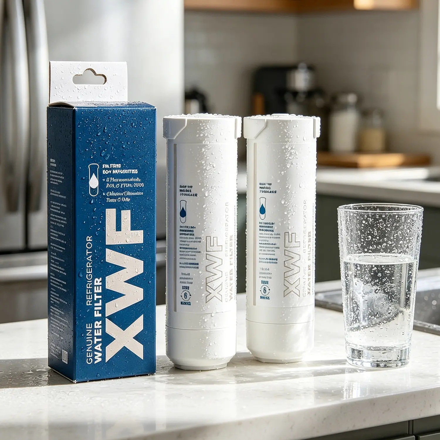 XWF Refrigerator Water Filter, Replacement for GE WR17X30702, NSF 42 & 372 Certified, Compatible with GNE27, GFE26, GDE25, GSS25, PSE25 Series Refrigerators