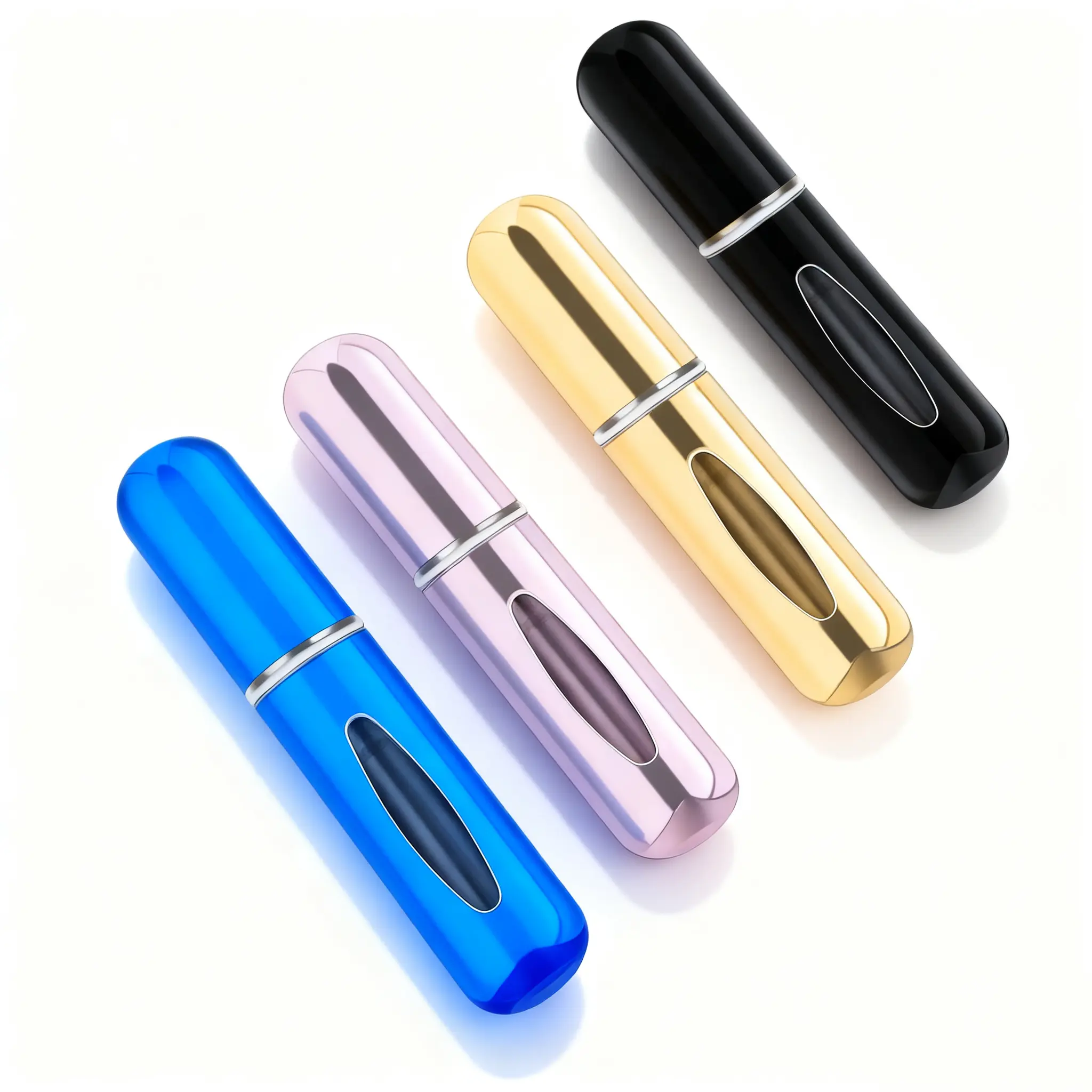 4 PCS Multi-Pack Refillable Mini Perfume Atomizer Bottles, 5ml Compact Lightweight Portable Cute Aluminum Scent Pump Cases for Travel & On-the-Go (Beauty & Personal Care Makeup Tool), Portable Atomizer Travel & Perfume Bottle, Cute Travel & Perfume Bottle