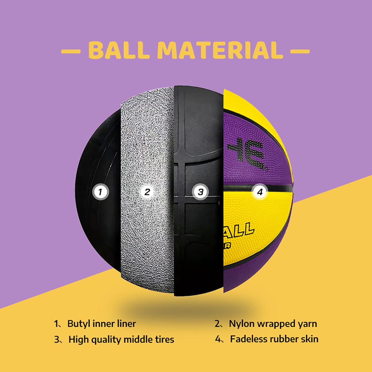 PSYCHE Rubber Basketball 22.5" Outdoor Beginner Mini Basketball Christmas Gift with Butyl Liner Non-Slip Rubber Fabric and Free Gift