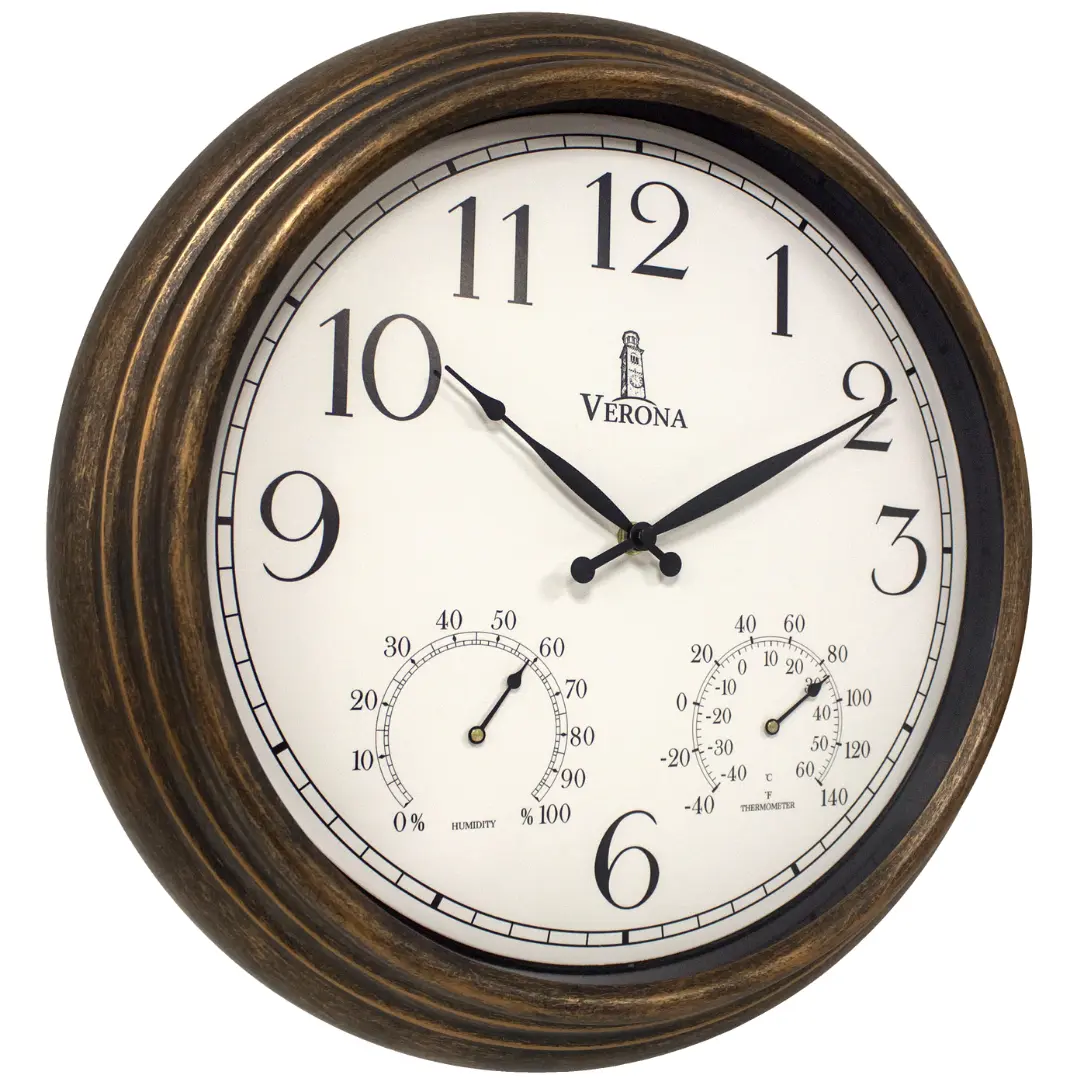 Outdoor Clocks for Patio Large Waterproof with Thermometer - 18 inch Indoor Outdoor Wall Clock with Temperature and Humidity Combo - Weatherproof, Accurate & Easy to Read for Pool, Garden & Home Decor