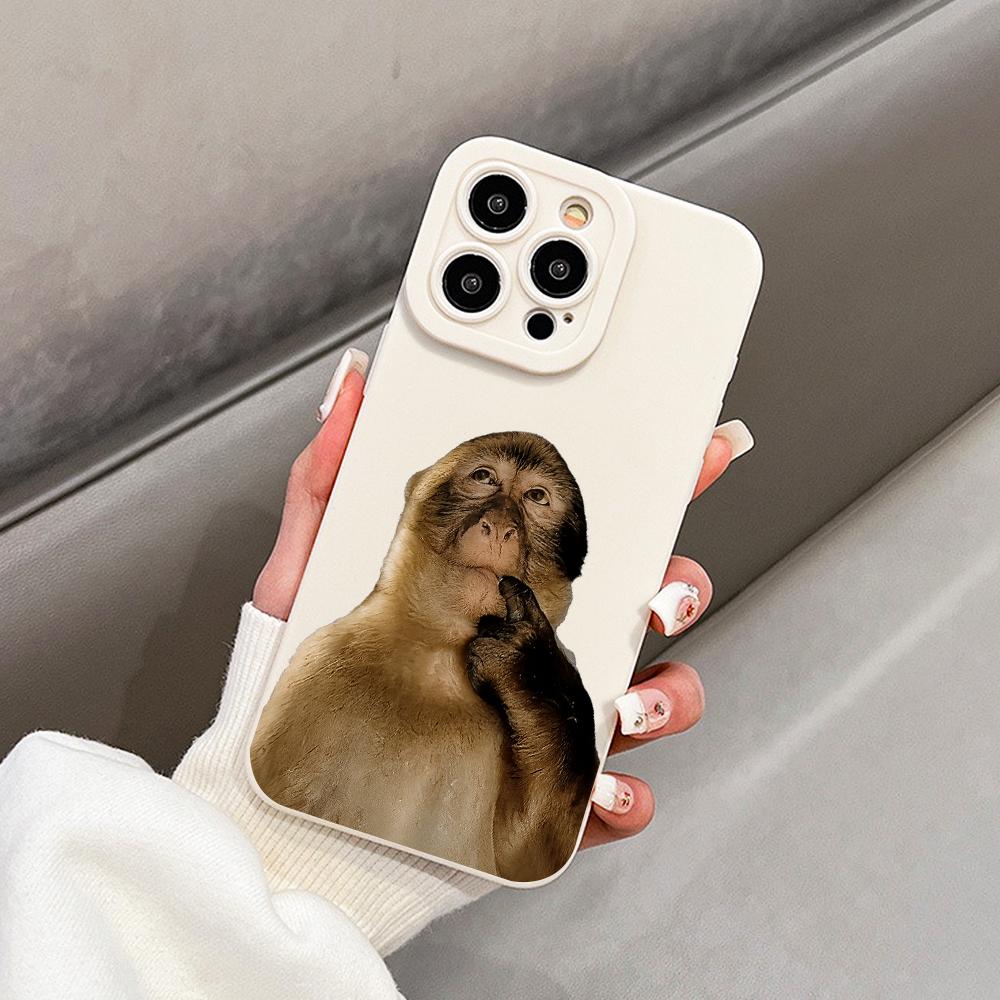 Cute Monkey Meme TPU Soft Silicone Smartphone Cover - Shockproof, Full Protection Cellphone Accessory, Compatible with iPhone 17,16,15 Pro Max,14,13,12,11,X,Plus,Mini