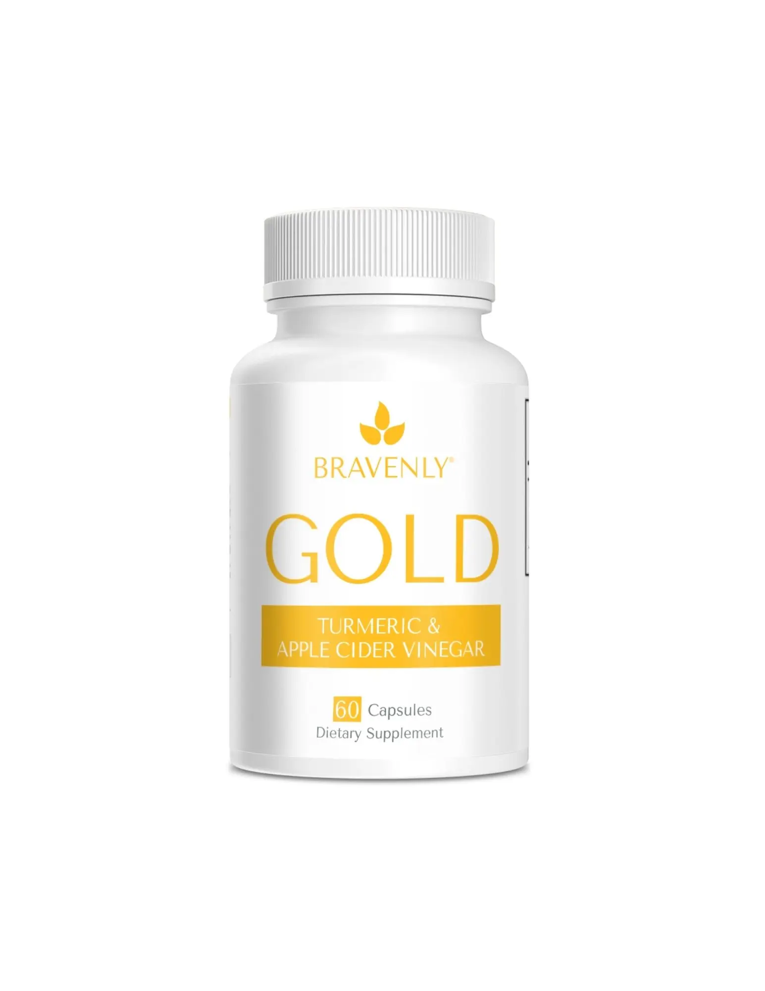 Bravenly Gold Capsules: Turmeric & Apple Cider Vinegar Capsules for Healthy Inflammatory Response Gut Health Immune Boost Skin Glow