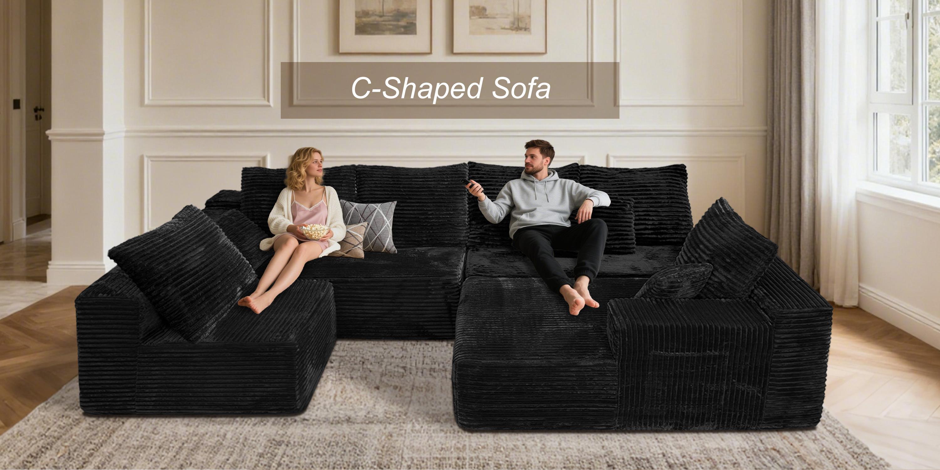 【DlY Combination】HSECOYAY Modular Sectional SofaMix and Match Pieces for Living Room, Comfy CloudCouches with Movable Ottoman, L/U-Shaped FlexibleConfiguration, Plush Corduroy - 400 lbs SeatCapacity