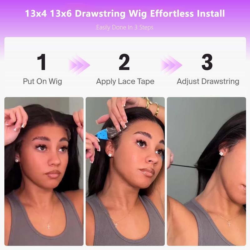 Bling Hair 6x4 Glueless Lace Front Wig 100% Human Hair 180% Density Loose Deep Wave Pre Cut Pre Plucked Hair Line HD Lace Closure Wig For Women Natural Look Easy to Apply TikTokShopHolidayHaul