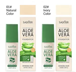 Aloe Vera Liquid Foundation - Hydrating, Smooth & Lightweight Formula, Available in Natural & Ivory Shades, Long-Lasting Natural Makeup, Pore Concealing, Non-Caking, Suitable for All Skin Tones, Provides Fresh & Weightless Skin Finish