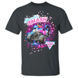Sparkle Smash Monster Jam Shirt, Cute Girls Unicorn Monster Truck Tee, Pink Glitter Racing Graphic Top, Colorful Birthday Party Shirt, Gift for Son Daughter, Summer Holiday Wear, Casual Everyday Style, Fast Shipping USA