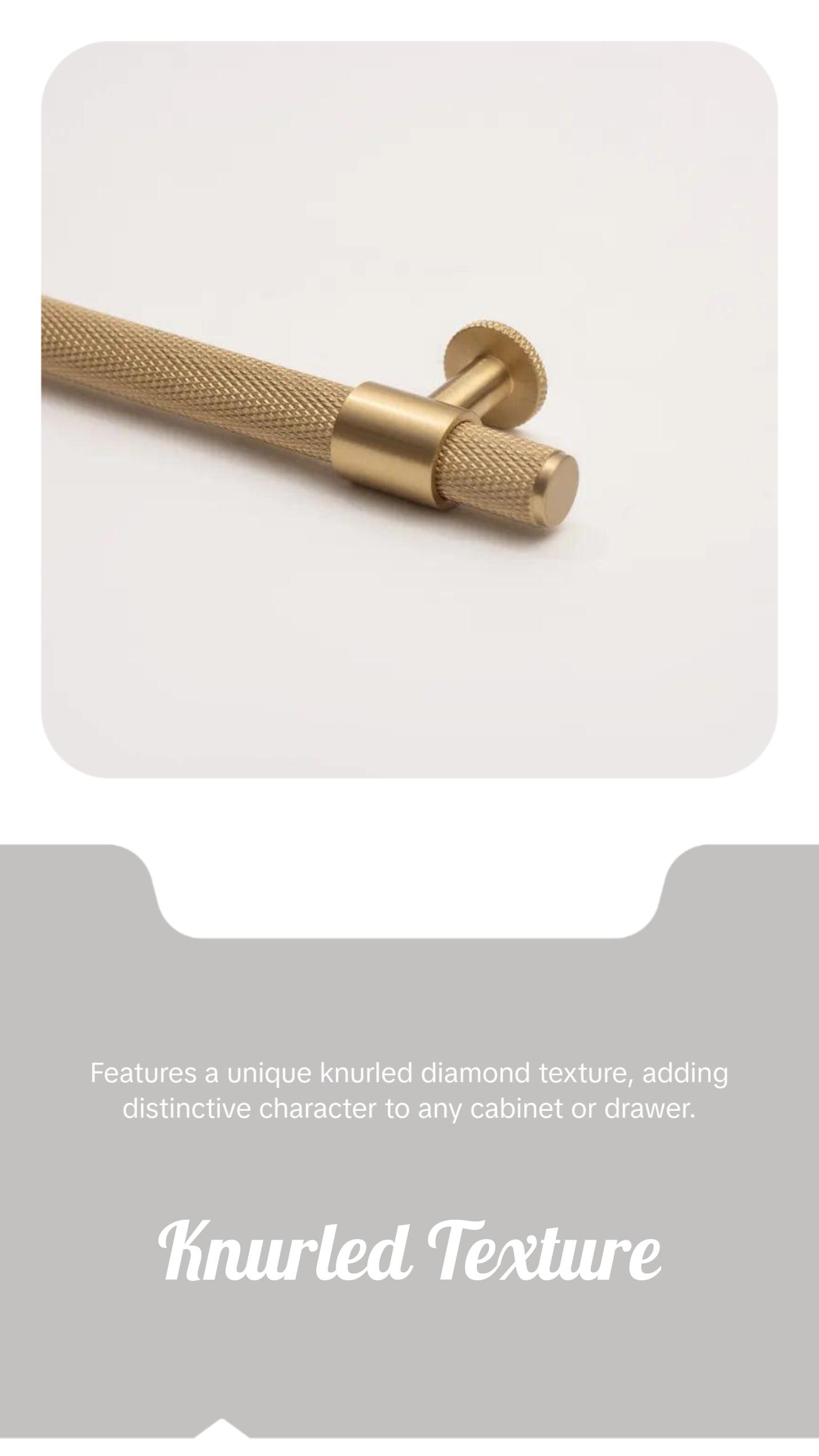 Solid Satin Brass Knurled Drawer Pulls and Knobs