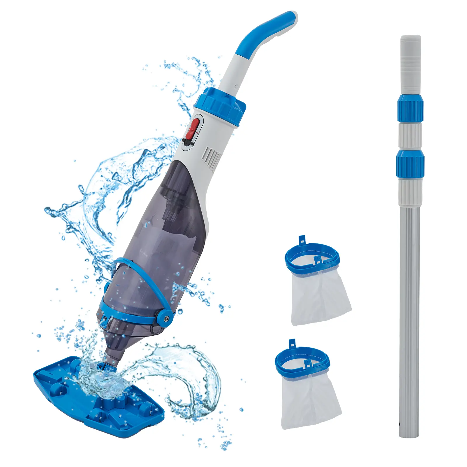GARVEE Consciot Cordless Rechargeable Pool Vacuum, Quick-Charge, 80-Min Continuous Runtime, 18.5 GPM Suction, 13.4" Head, Telescopic Pole, Handheld Cleaner for Above Ground & Inground Pools, Pool Vacuums