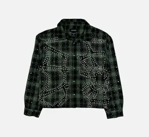 Kindred | RHINESTONE & PEARL FLANNEL SHIRTS (Green)
