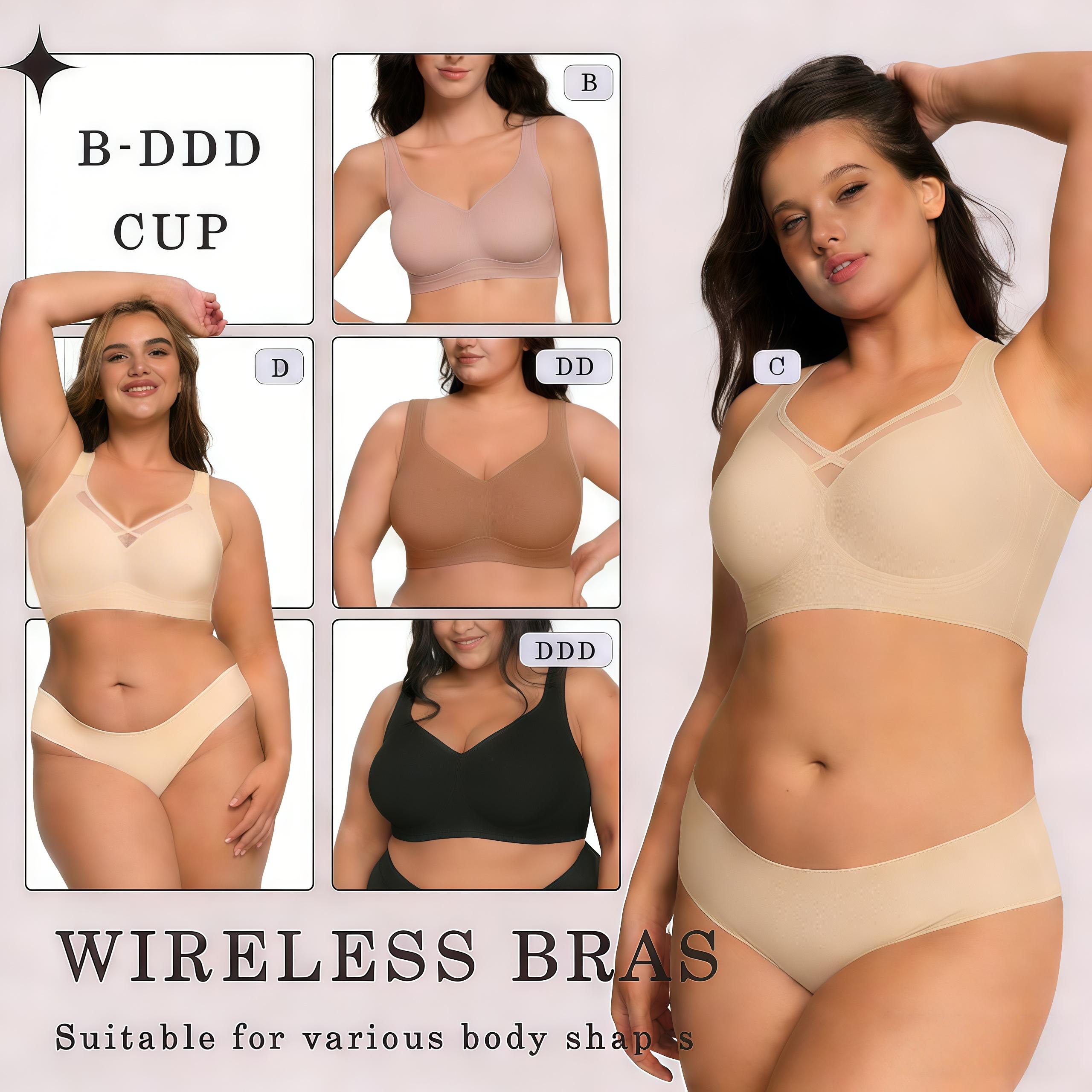 Womens Jelly Bras Full Coverage Wireless Supportive Bra Push Up Plus Size Comfort Soft No Underwire Seamless Comfortable Wireless T-Shirt Everyday Bras Wings
