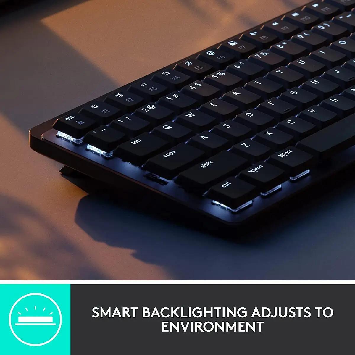 Logitech MX Mechanical Mini Wireless Illuminated Keyboard, Clicky Switches, Backlit, Bluetooth, USB-C, macOS, Windows, Linux, iOS, Android, Graphite