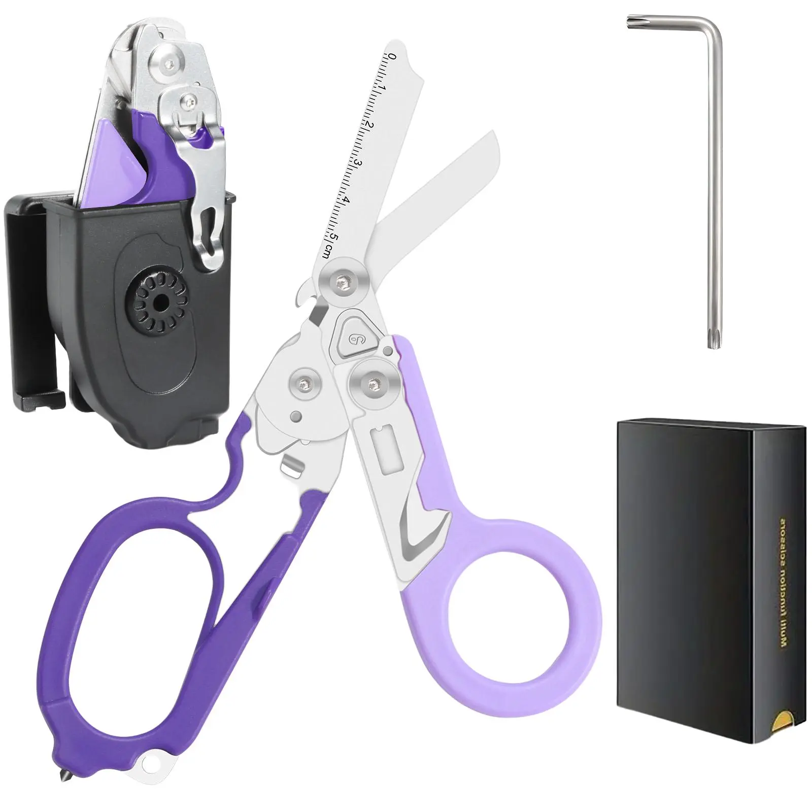 6-in-1 Trauma Medical Shears Kit with Leather Case, Multi-Purpose EMT Tactical Cutting Scissors for Nurses & Outdoor Use, Includes Gift Box
