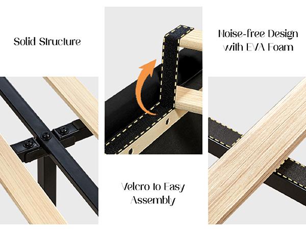 Amerlife Bed Frame 58" Tall Headboard with Channel Tufted Wingback Design, Velvet Upholstered Platform, No Box Spring Needed Luxury Furniture Home,Best Gift Ideas/Christmas Gifts