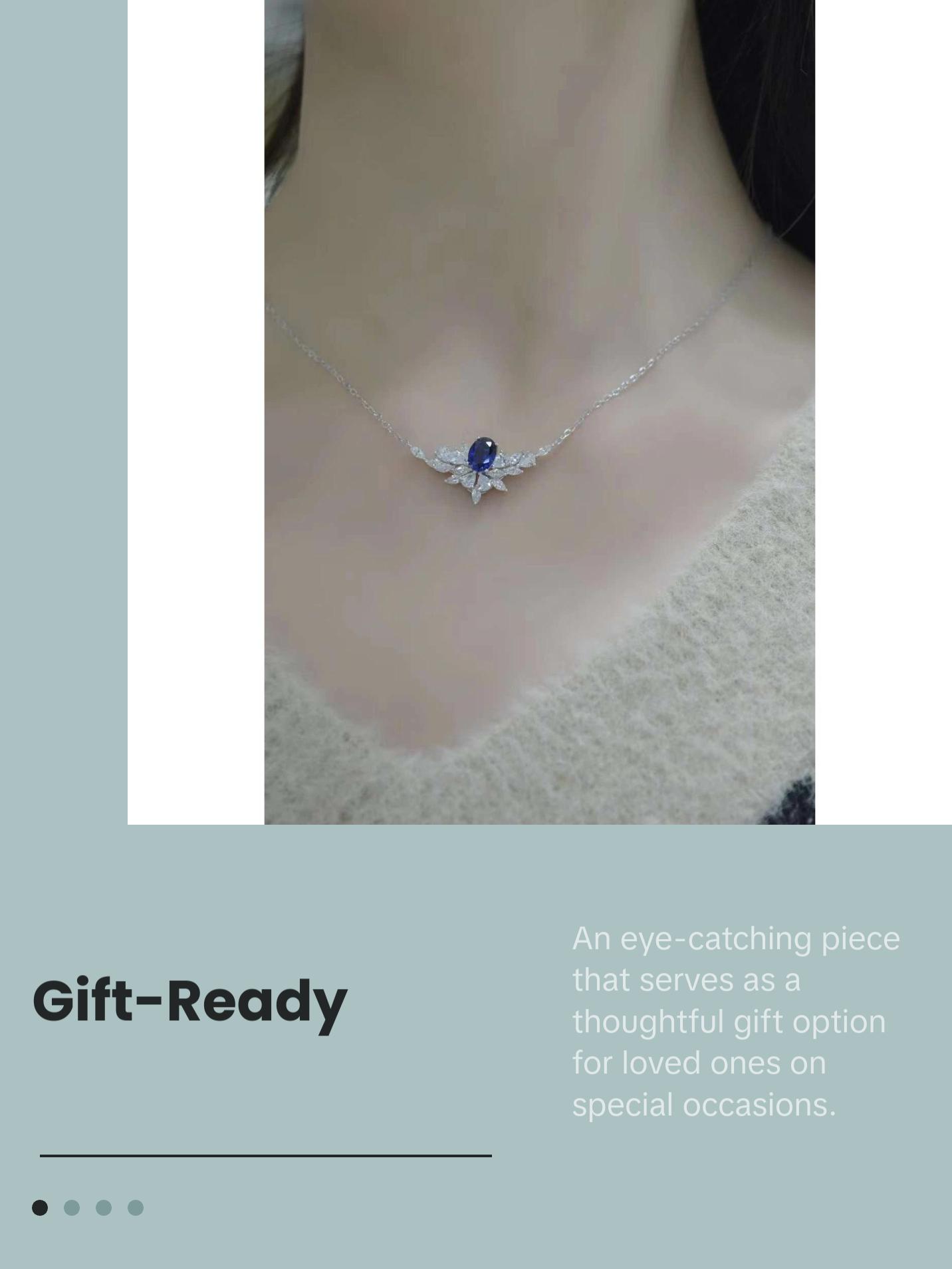 1.56ct Lab-grown Ruby / Sapphire Silver Necklace - Tilted wings Style