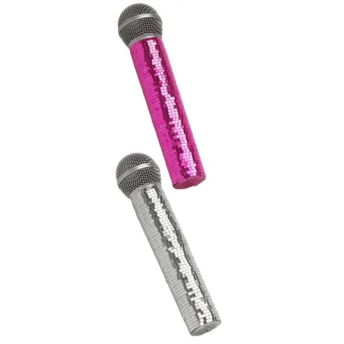Pop Star Mirror Mic - Microphone - Pink or Silver - Prop Costume Accessory