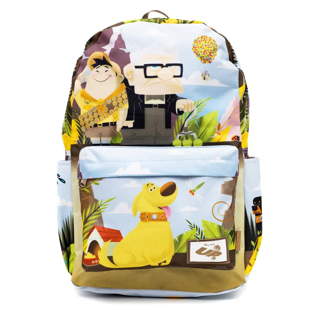 WondaPop Disney Up Whimsical Characters Nylon Backpack - 17in Casual Adult Backpack with Padded Laptop Sleeve, Basic Fully Lined Interior, Adjustable Shoulder Straps, Graphic Eye-Popping Images, 17in H x 11in W x 5in D