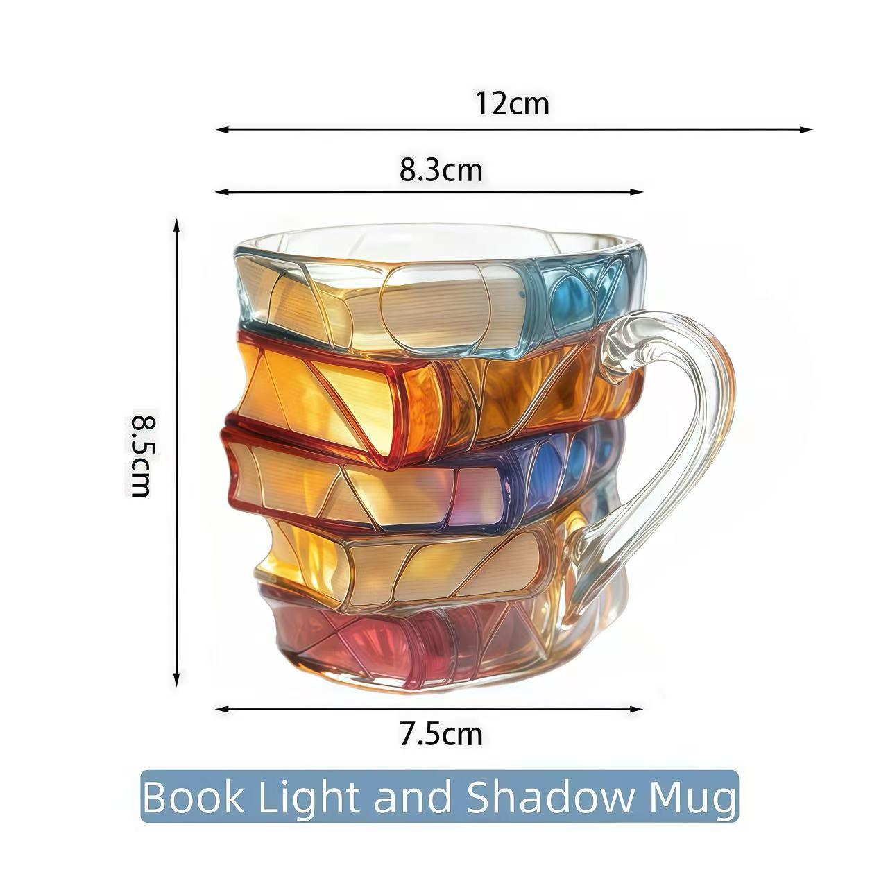 3D Painted Book Cup Colorful Stacking Glass Coffee Mug Durable Ceramic Tumbler Gift Box Set for Home Decor Book Lovers Halloween Christmas Reusable Washable All-Angle Control Drinkware cute