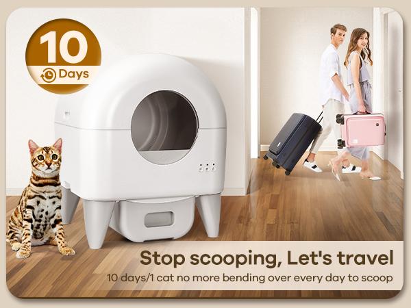 95L Automatic Self-Cleaning Cat Litter Box – App-Controlled, Safety Sensors, Removable Washable Liner, Includes 2 Rolls Garbage Bags
