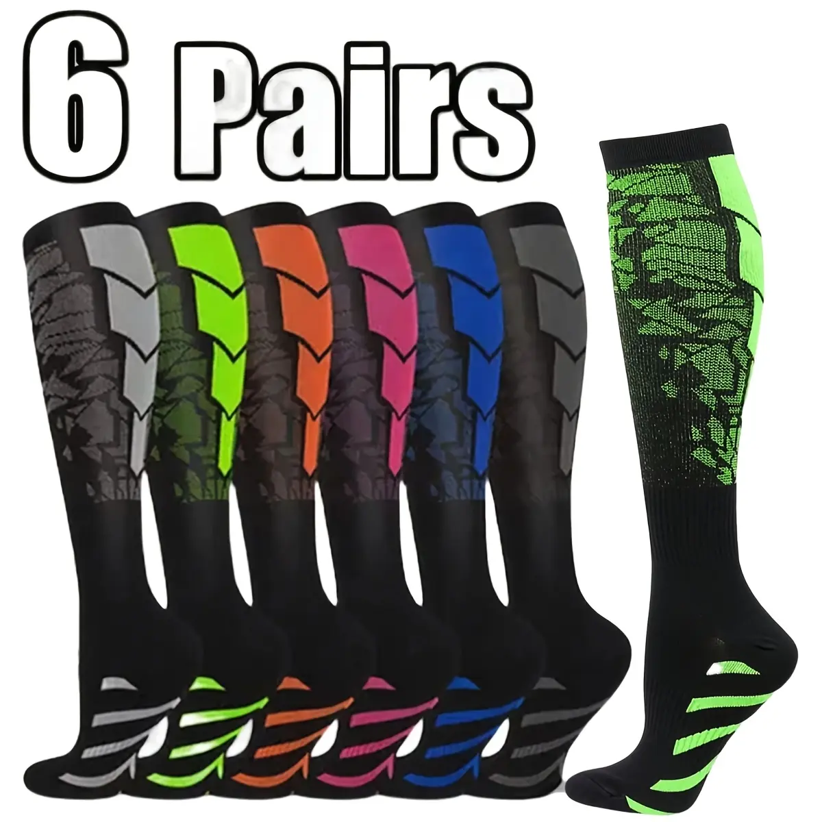 6-Pack Unisex CompressionSportsSocksBreathableMoisture-Wicking& Comfortable NylonBlend -ForBasketballFootball,Running,Hikingand Outdoor Sportsthigh high socks socks for women compression socks women thigh high socks socks for women compression socks women
