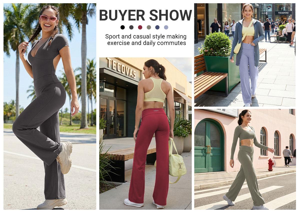 YEOREO Fold Over Yoga Pants 31.5" Straight Leggings for Women High Waist Gym Outfits Tummy Control