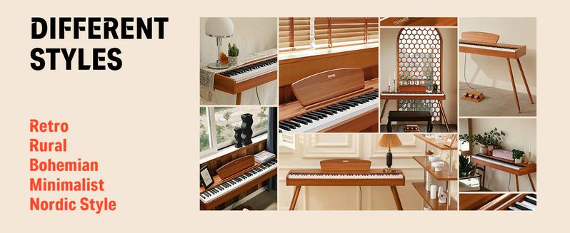 Donner DDP-80 Wooden Style 88 Key Weighted Digital Piano with Stand & 3 Pedal Donner DDP-80 Wooden Style 88 Key Weighted Digital Piano with Stand & 3 Pedal