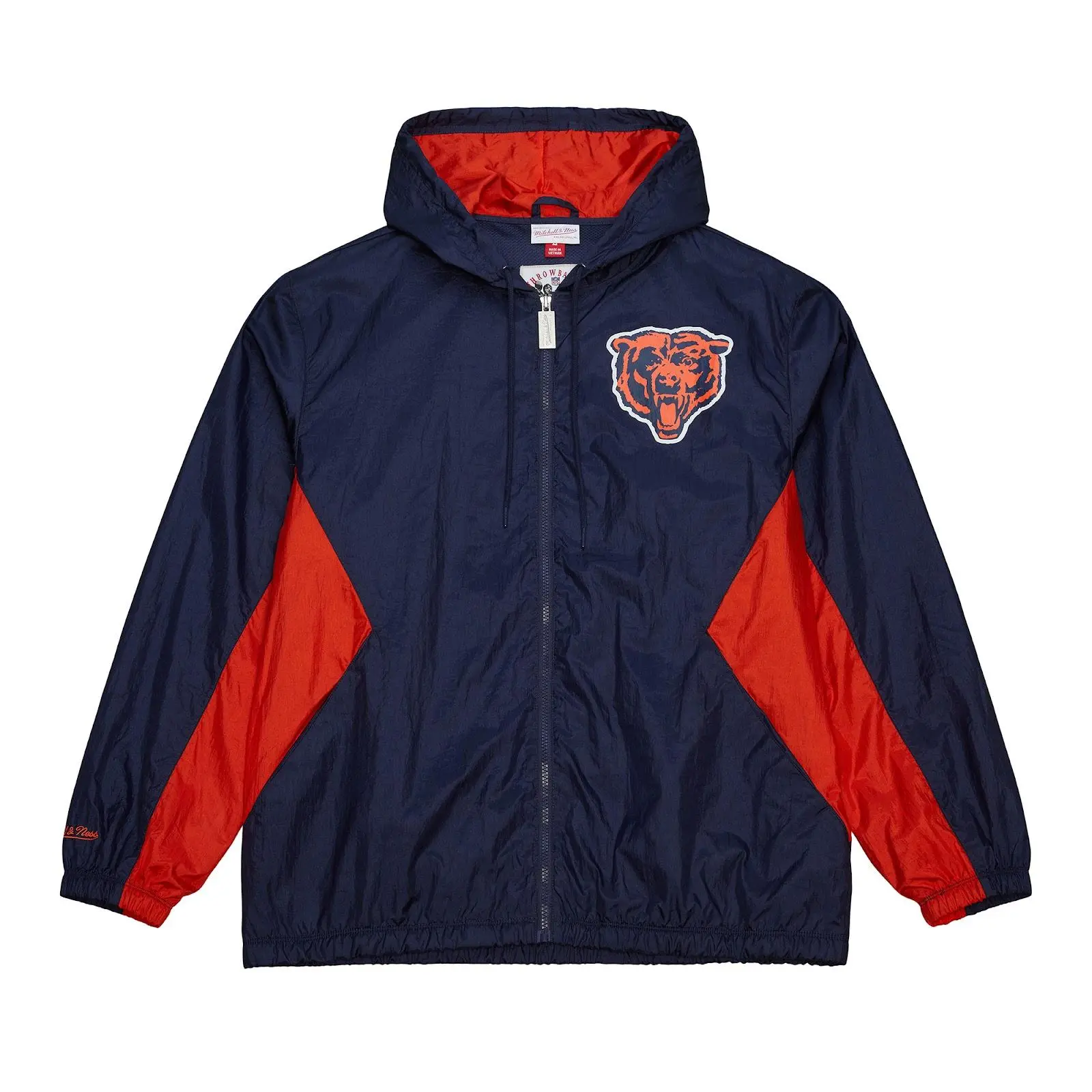 Mitchell & Ness Men's Chicago Bears Navy Vintage Full-Zip Windbreaker Jacket, Casual Wear, Regular Cut, Team Graphic, Zipper Front