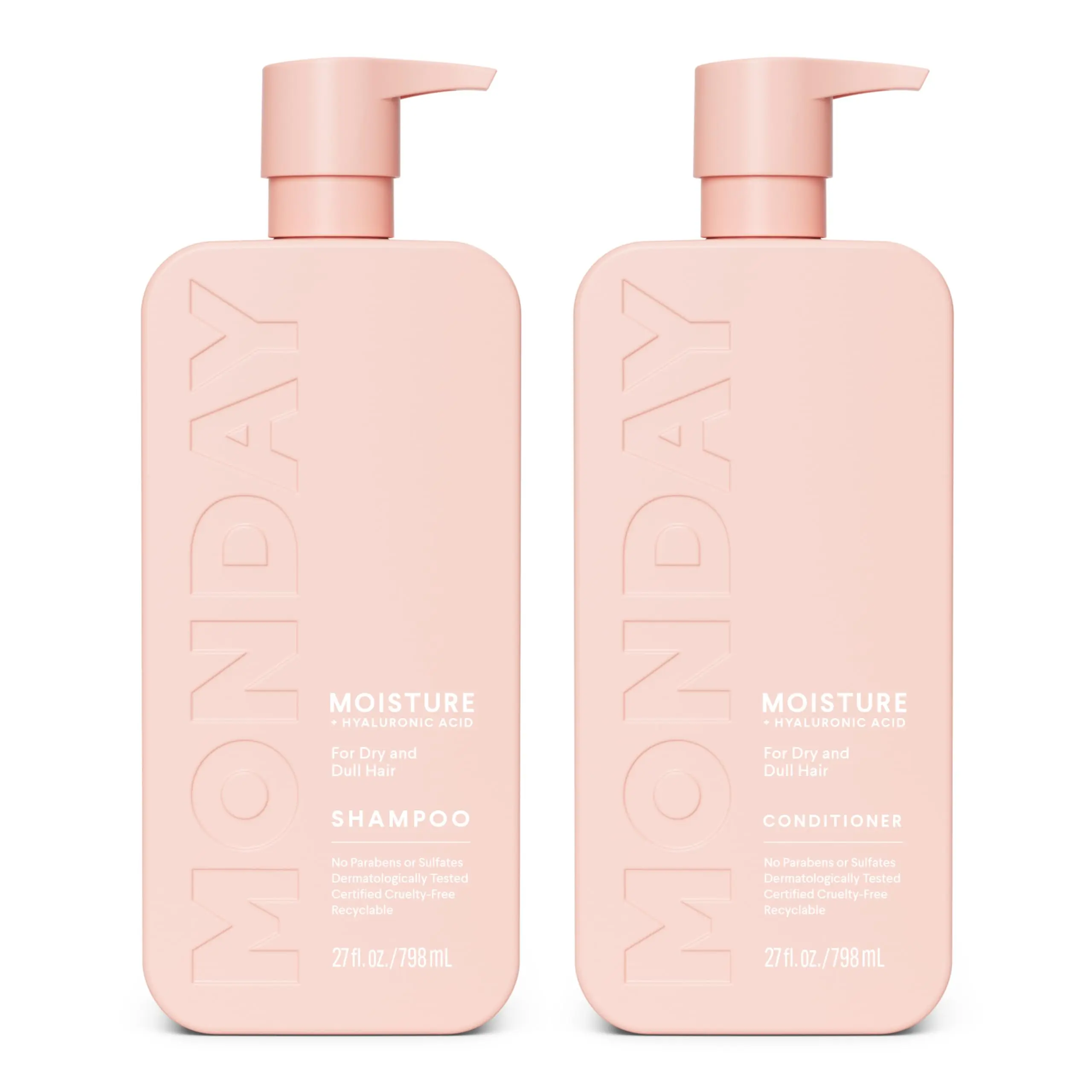 MONDAY Haircare MOISTURE Shampoo + Conditioner Set (2 Pack) 27oz Each, Dry, Coarse, Stressed, Coily & Curly Hair, Coconut Oil, Shea Butter & Vitamin E Hydrate Moisturizing