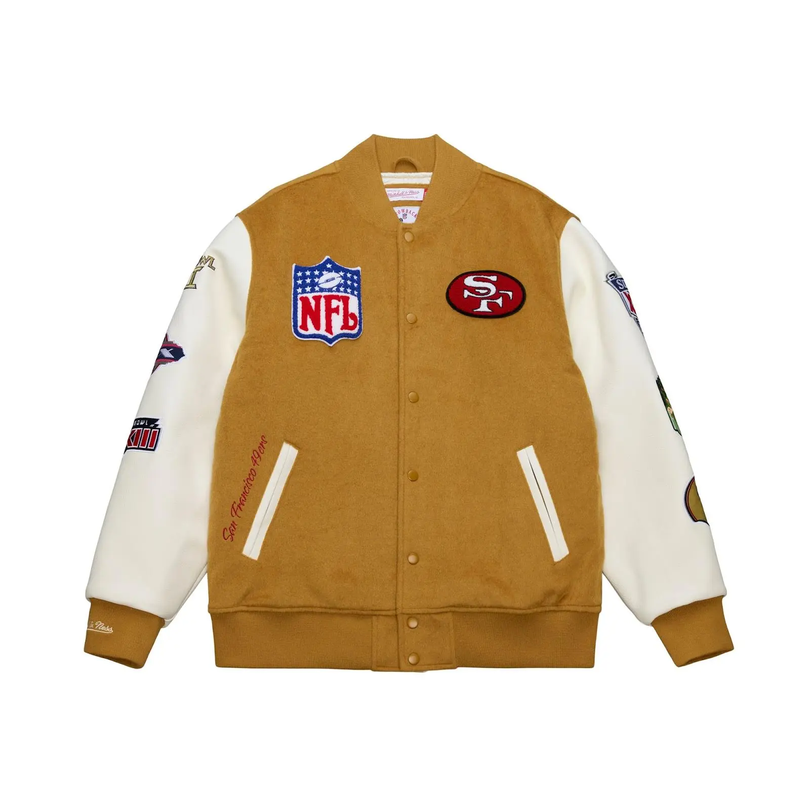 San Francisco 49ers Brown/Cream Dusted Varsity Full-Snap Jacket