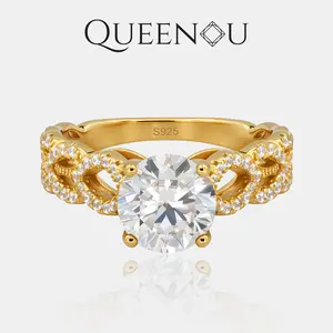 【1010】Stackable 2CT Synthetic  Moissanite Statement Ring | Green/White Stone | Pair with Band Rings