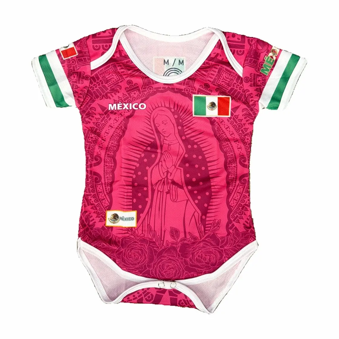 Virgencita Mexico Onesie Jersey for Unisex Hot Pink