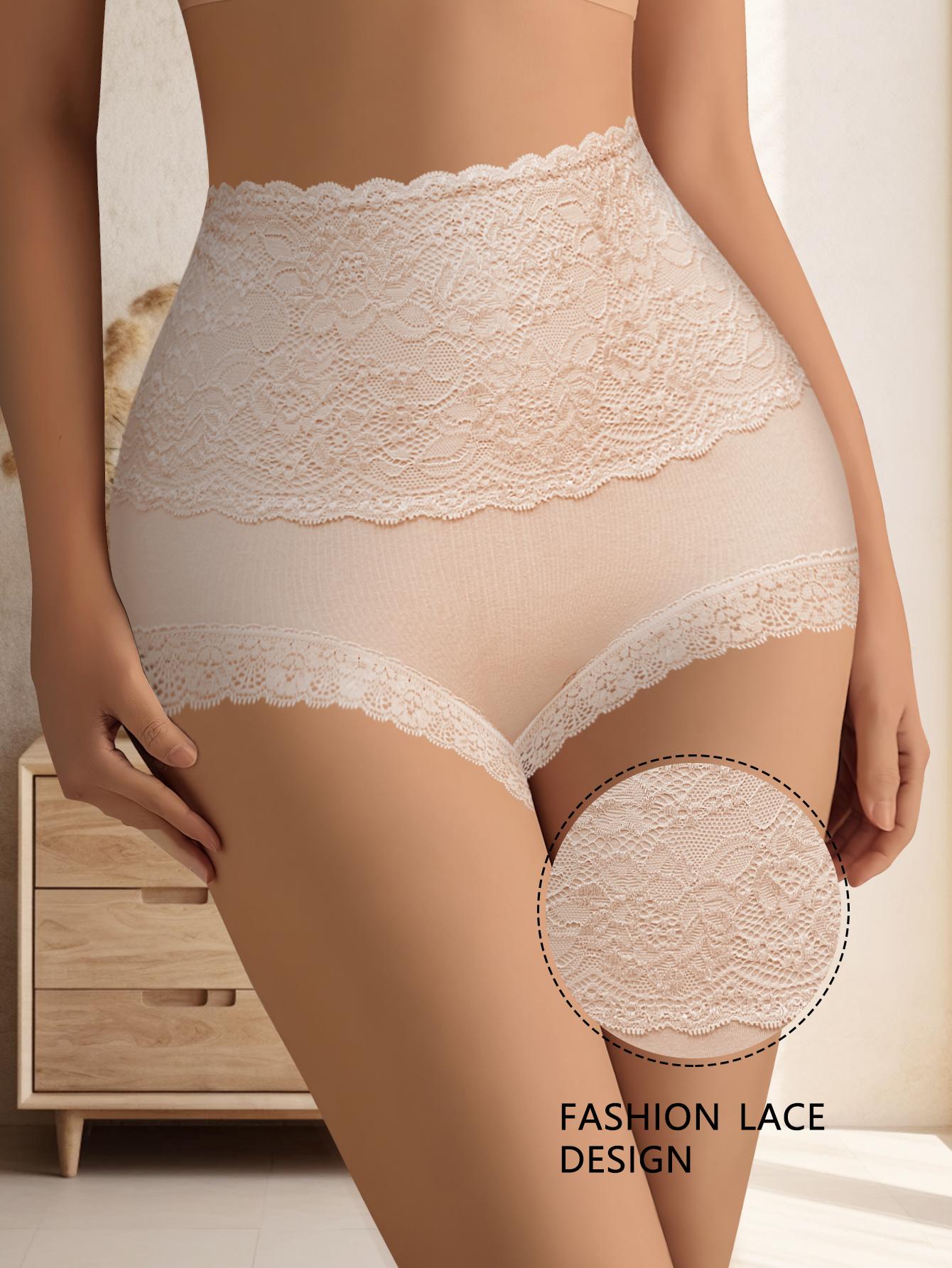 QUASTI 6 Piece Women's High waist Briefs, Lace Style Cotton Comfortable & Breathable Underwear, Hip Lifting Fashionable Design, Suitable For Women's Daily Life QUASTI 6 Piece Women's High waist Briefs, Lace Style Cotton Comfortable & Breathable Underwear, Hip Lifting Fashionable Design, Suitable For Women's Daily Life