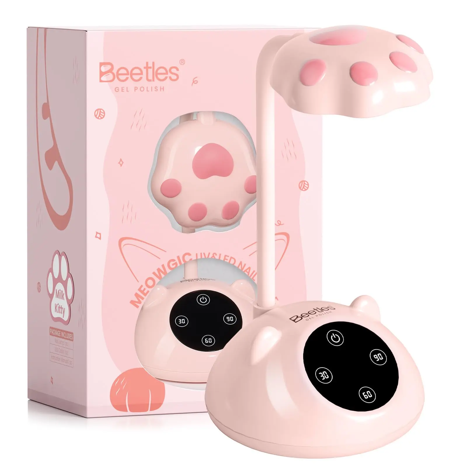 Beetles Gooseneck UV Nail Lamp - Mini LED Nail Light with 3 Timer and Countdown Display Flash Cure Lamp for Gel Polish Nails Glue Builder Gel Smart Sensor Cordless Nails Dryer