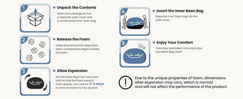 Bean Bag Chair - Oversized Lazy Sofa with Removable Washable Cover for Adults and Kids, Giant Comfy Design, Round Shape, Ideal for Living Room