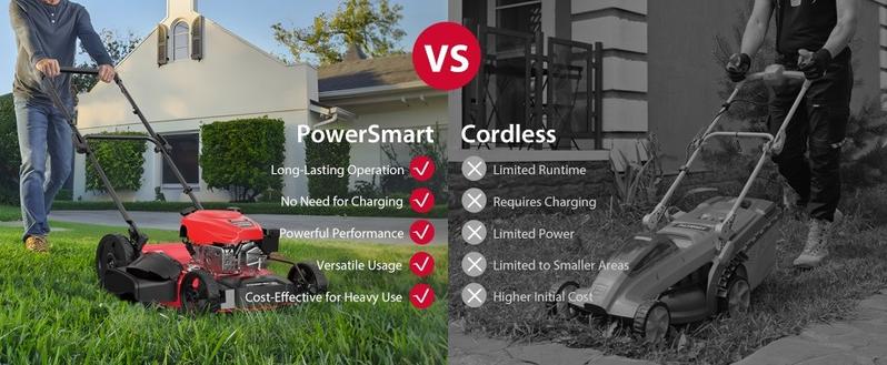 PowerSmart 21 in. Gas Lawn Mower, 144cc 2-in-1 Mulching Push Mower with 6-Positions Height Adjustment, High Rear Wheels ,Garden ,Springtok(V8721C)