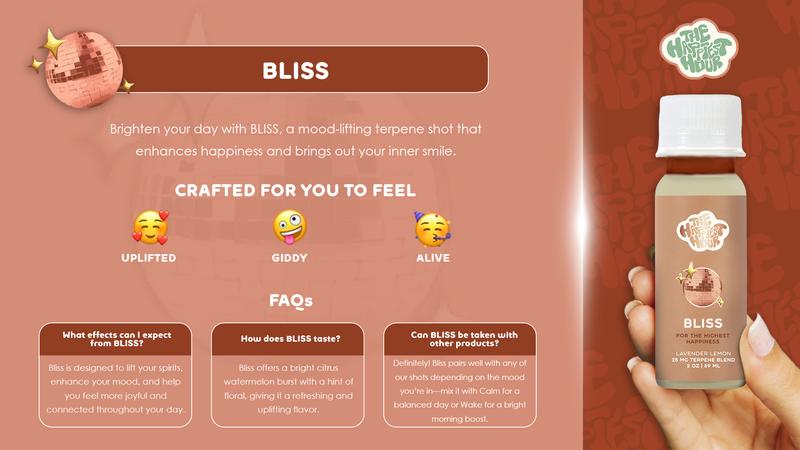 BLISS - Lemon & Lavender Wellness Vitamins Supplement Shots with Blissful Terpene Blend for Stress Relief, Uplifted Mood & Positivity