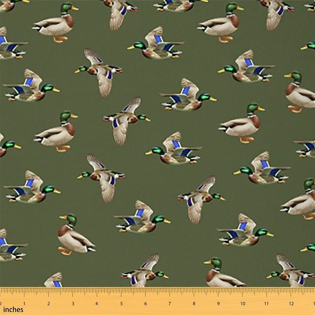 Duck Fabric by The Yard,Duck Hunting Rustic Farmhouse Fabric Wildlife Animal Country Adventure Soft Fabrics Sewing Lovers Green Craft Hobby Fabrics Bolts,No Stretch