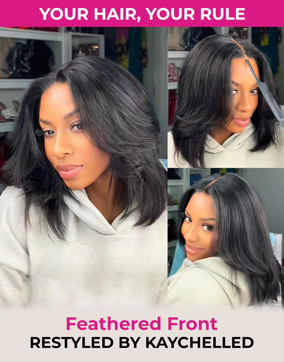 ISEE HAIR Wear Go 9x6 Tpart Layered Cut Bob Yaki Straight Wig Natural Black Deep Part Lace Glueless Wig #TikTokShopSpringGlowUp