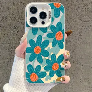 Girly Blue Small Flower Laser Design TPU Phone Case for iPhone 11,12,13,14 Plus,15,16E,17 Pro Max - Slim,Thin,Shockproof Protective Cover,Perfect Gift for Women Girls