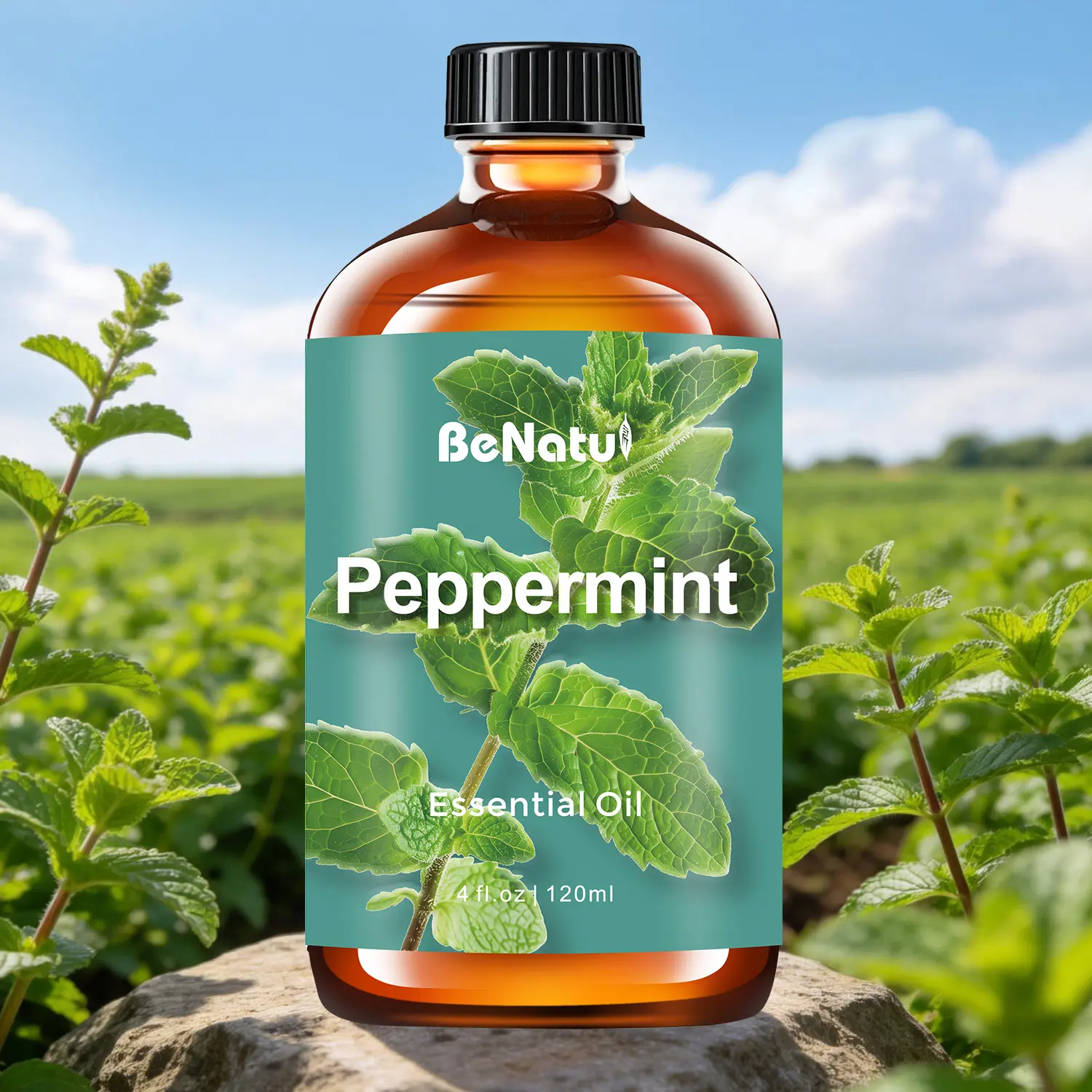 Benatu Peppermint Essential Oil 4oz  Suitable For Humidifiers, Diffusers, Candles, Car Air Fresheners, Hotel Diffuser Fragrance Oils Summer Freshness