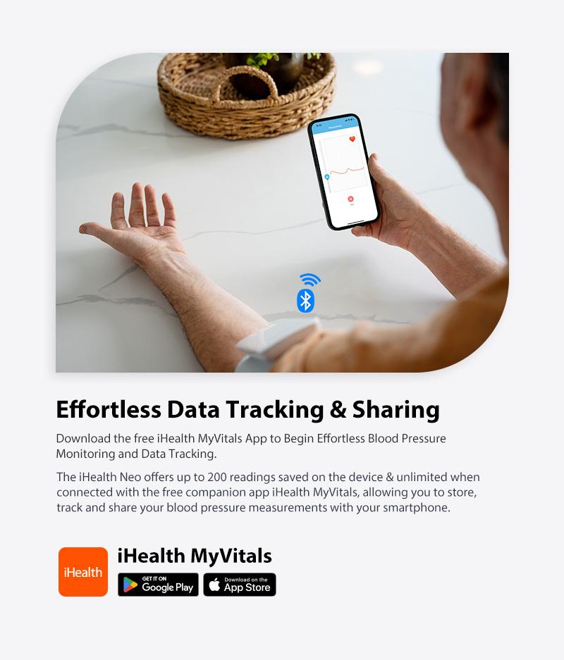 iHealth Neo Wireless Blood Pressure Monitor, Upper Arm Cuff, Bluetooth Blood Pressure Machine, Ultra-Thin & Portable, App-Enabled for iOS & Android