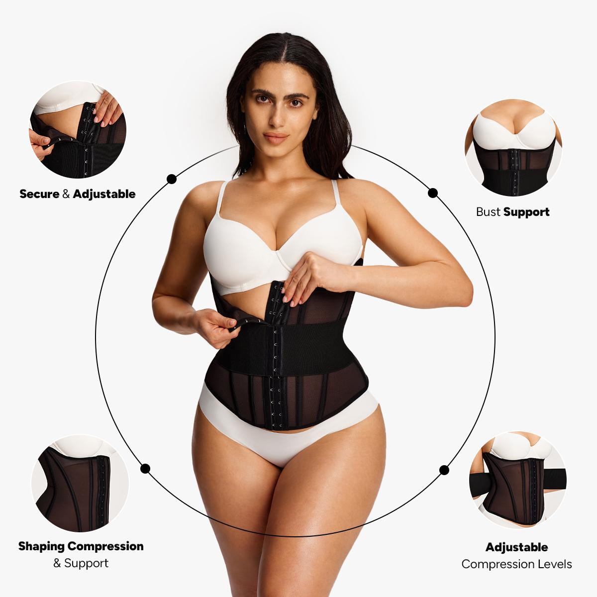 Nebility Women's Waist Trainer Belt with Built-in Steel Frame Double Wrap Waist Cincher Trimmer Ab Belt Tummy Control Body Shaper Firm Compression & Shaping basic shapewear tummy wrap waist trainer extreme