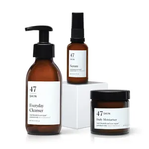 47 Skin 3 Step Moisture Set - Everyday Cleanser, Serum and Daily Moisturizer enriched with Silver Chitoderm