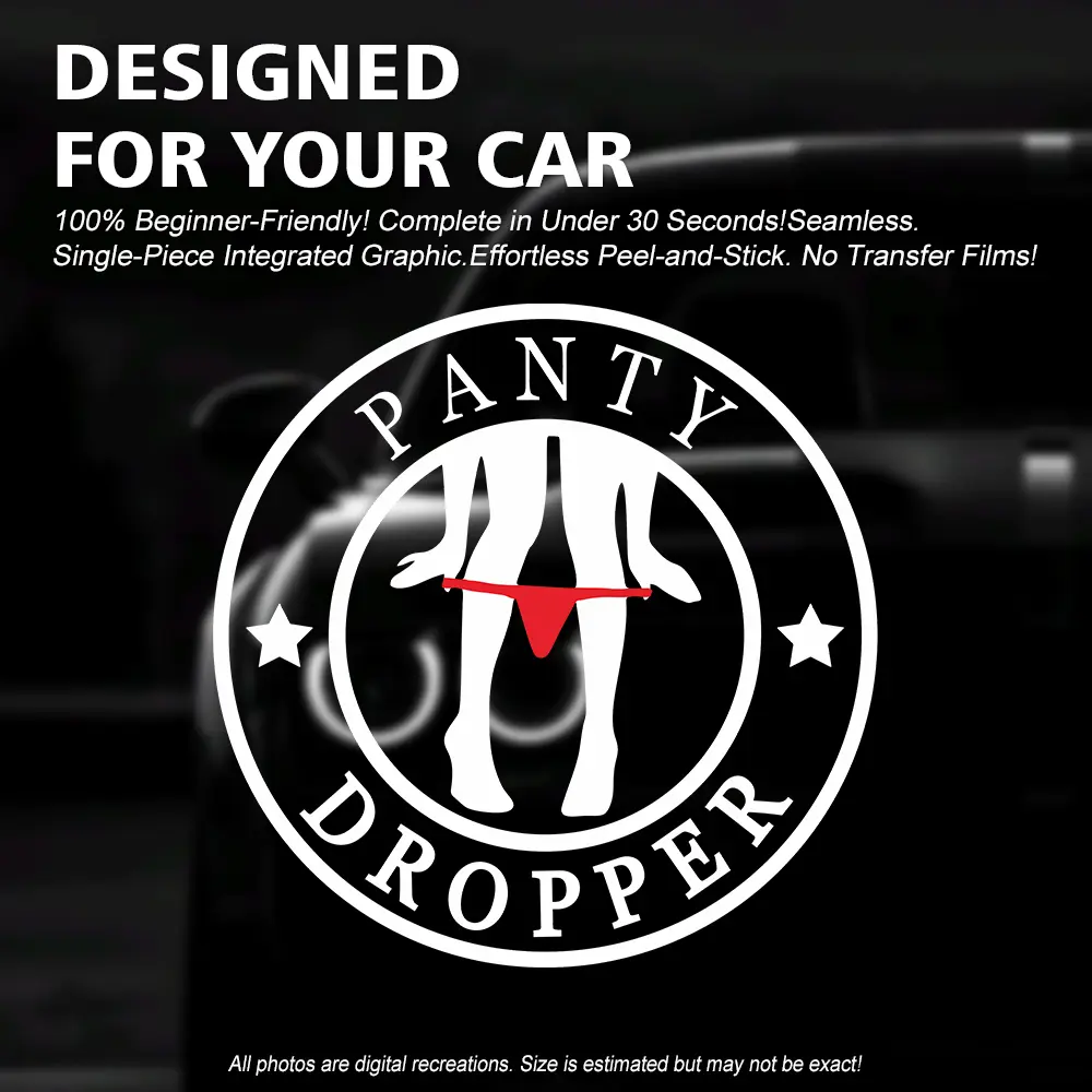 8in Car Sticker, Panty Dropper Lady Round Seal Car Decal, Exciting Red Accent Funny Sticker for Truck SUV Bumper Window, Single-Piece No Transfer Film Easy Peel PET Auto Accessories for Man Cave Garage Decor decoration backtoschool